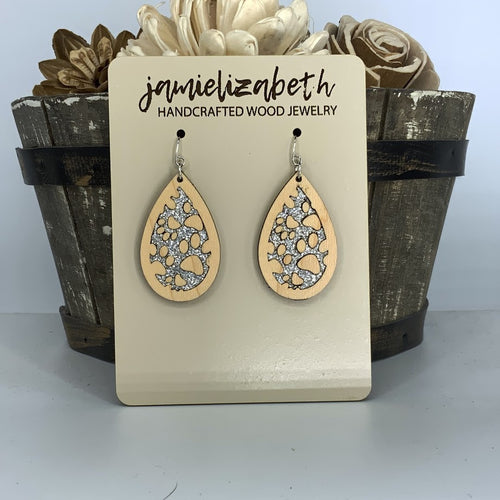 Silver Glitter Pawprint Earrings