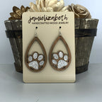 Silver Glitter Pawprint Earrings