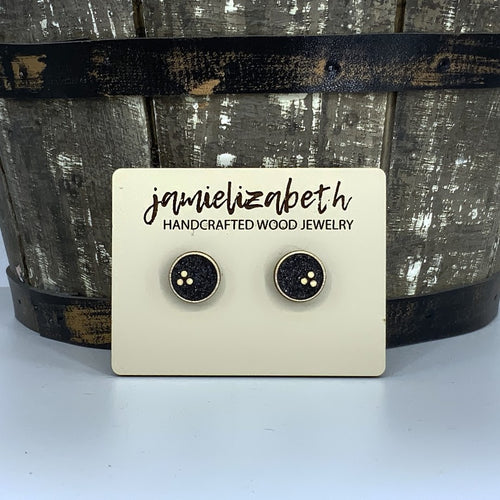 Black Glitter Bowling Ball Earrings