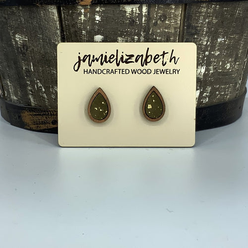 Olive Green Cork Earrings