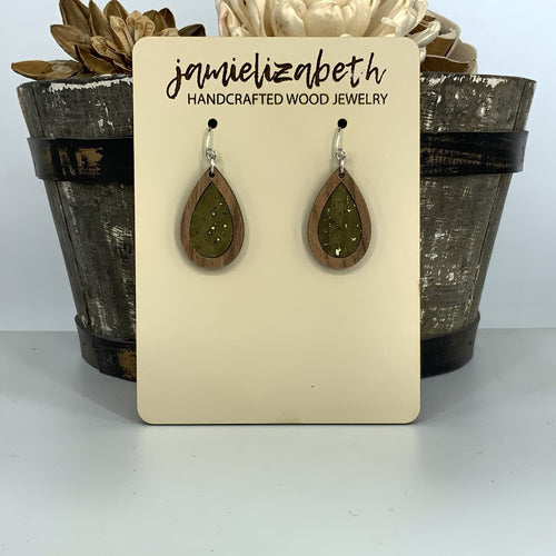 Olive Green Cork Earrings