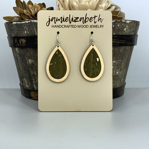 Olive Green Cork Earrings