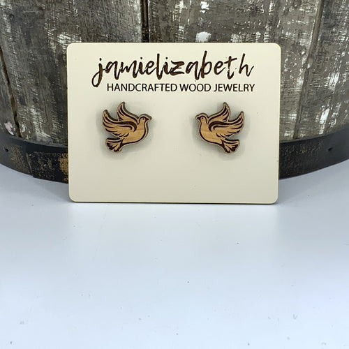 Dove Studs (Holy Land Olivewood) (Vault)