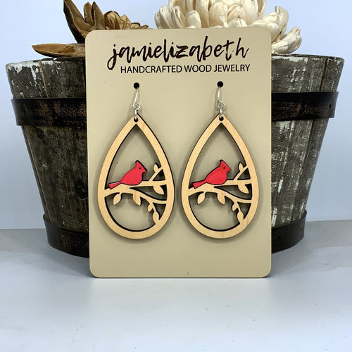 Cardinal Hand Painted & Wood Teardrops (Vault)
