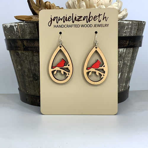 Cardinal Hand Painted & Wood Teardrops (Vault)