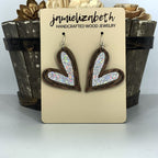 Wood Hand-Drawn Heart Earrings: Silver Shattered Glass (Vault)