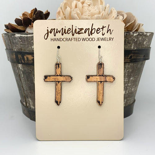 Old Rustic Cross Earrings or Necklace