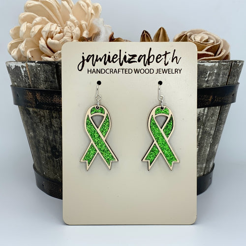 Green Glitter Awareness Ribbon (Mental Health Awareness)