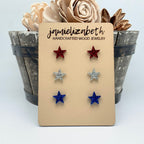 Acrylic Glitter Star Studs (Discount if you buy as a Trio!)  (Vault)