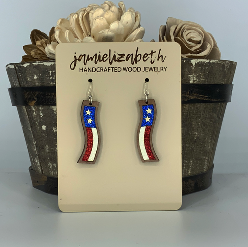 Wavy Flag Glitter Bar Earrings (Vault)