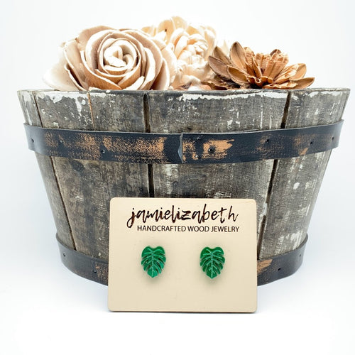 Monstera Leaf - Earrings- Green Acrylic