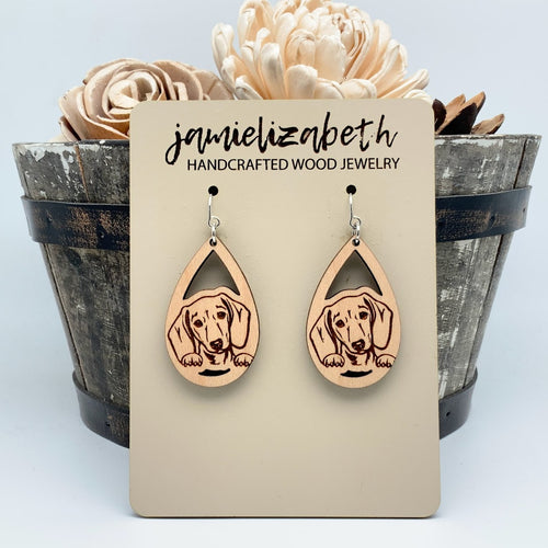 Dachshund Face Teardrop Earrings