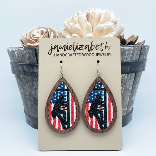 Lineman Flag Teardrop Earrings or Necklace