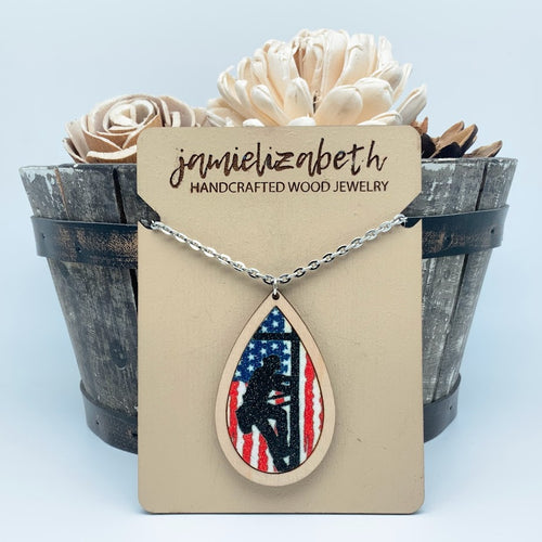Lineman Flag Teardrop Earrings or Necklace
