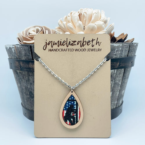 Lineman Flag Teardrop Earrings or Necklace