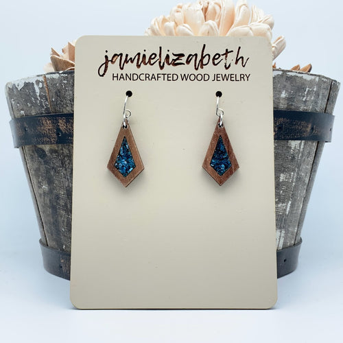 Dark Teal Glitter Earrings or Necklace (Vault)