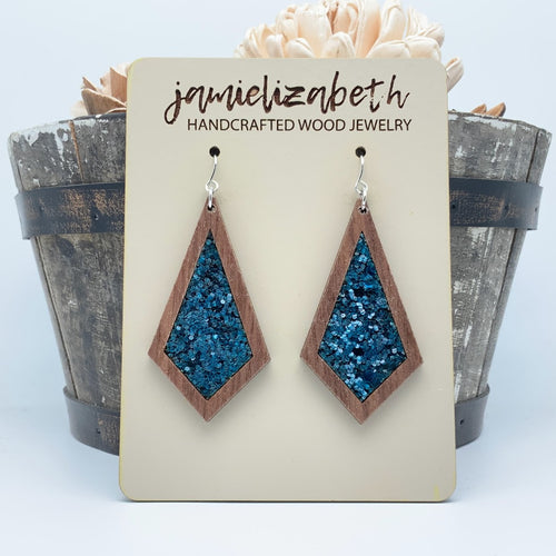 Dark Teal Glitter Earrings or Necklace (Vault)