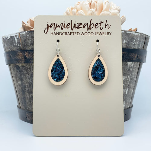 Dark Teal Glitter Earrings or Necklace (Vault)