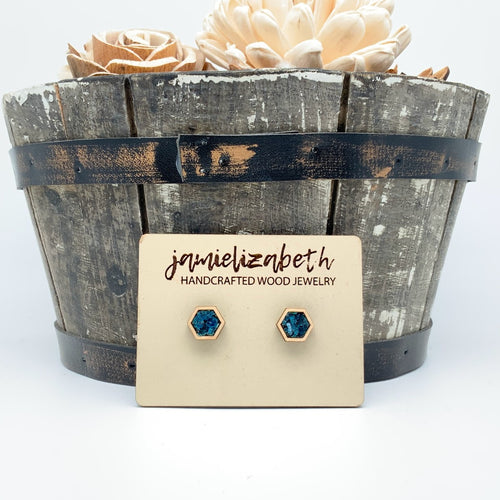 Dark Teal Glitter Earrings or Necklace (Vault)