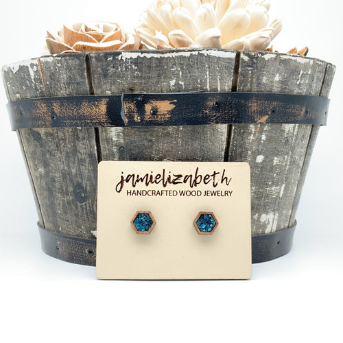 Dark Teal Glitter Earrings or Necklace (Vault)