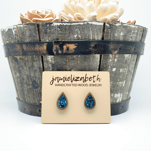 Dark Teal Glitter Earrings or Necklace (Vault)