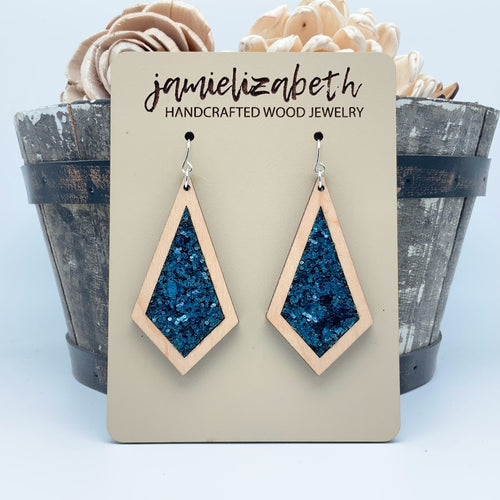 Dark Teal Glitter Earrings or Necklace (Vault)