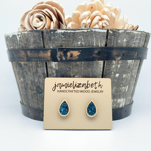 Dark Teal Glitter Earrings or Necklace (Vault)