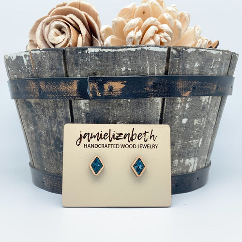 Dark Teal Glitter Earrings or Necklace (Vault)