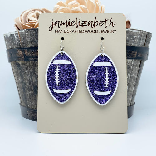 Glitter Football Earrings - Choose Your Own Team Color!