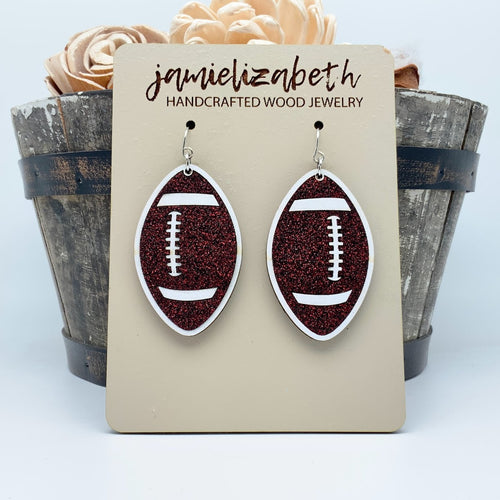 Glitter Football Earrings - Choose Your Own Team Color!