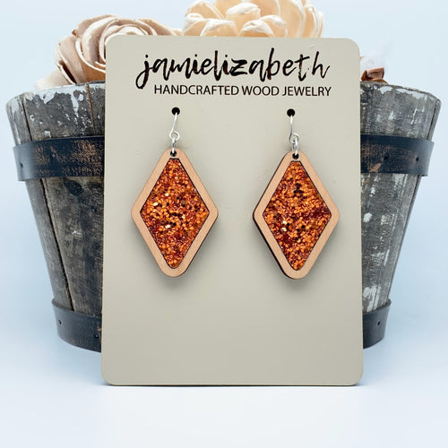 Orange Glitter Earrings