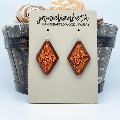 Orange Glitter Earrings