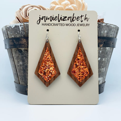 Orange Glitter Earrings