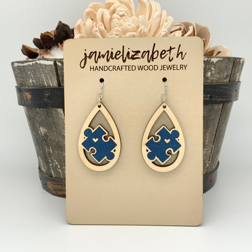 Dark Blue Cork Autism Awareness Earrings