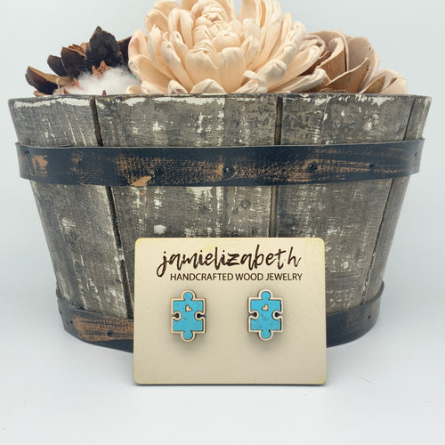 Light Blue Cork Autism Awareness Earrings