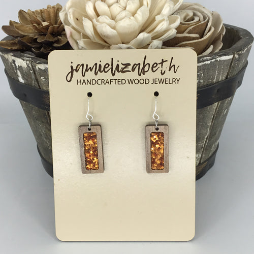 Orange Glitter Earrings