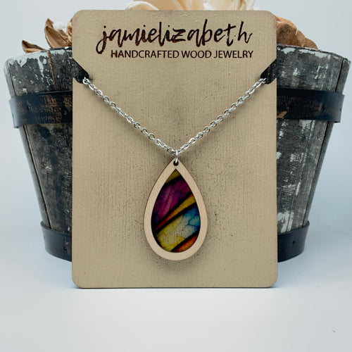 Stained Glass Acrylic Teardrop Earrings or Necklace