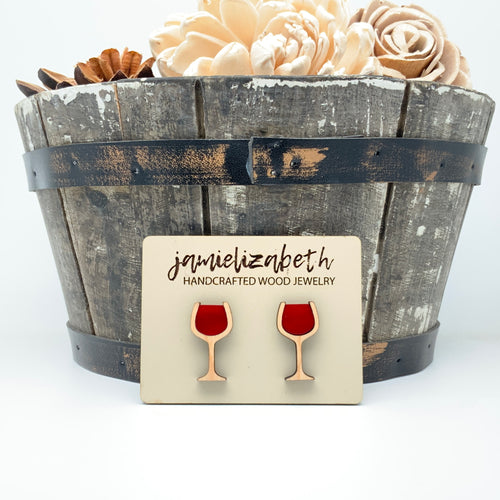 Red Fine Wine Glasses - Earrings (Vault)