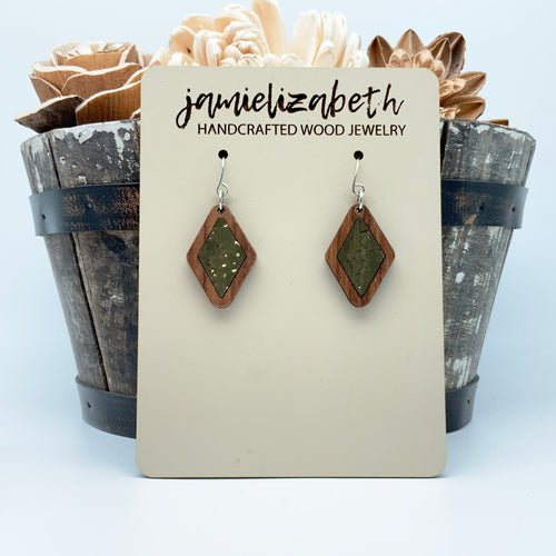 Olive Green Cork Earrings