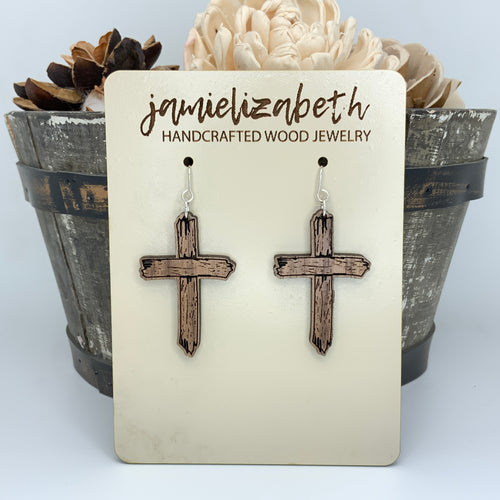 Old Rustic Cross Earrings or Necklace
