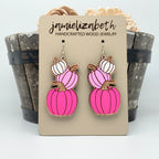 Pink Stacked Painted Pumpkin Earrings