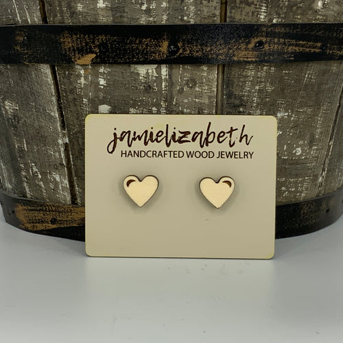 Wood Heart Studs: Small & Tiny (Mesquite Added)