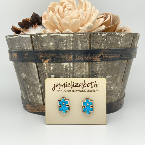 Blue Glitter Autism Awareness Earrings