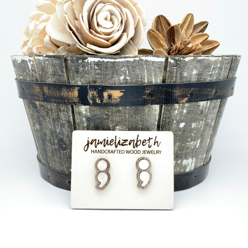 Semicolon Studs - Cork (Mental Health Awareness)