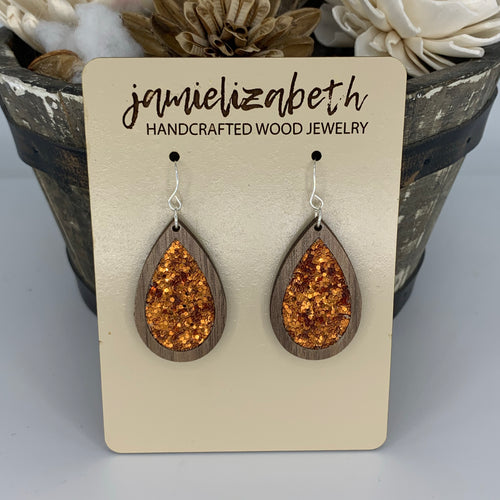 Orange Glitter Earrings