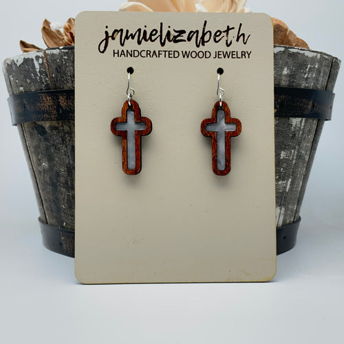 Pearl White - Tall Cross Earrings (Vault)