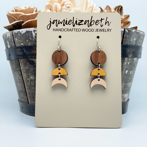 Phases of the Moon Wood Earrings *Vault