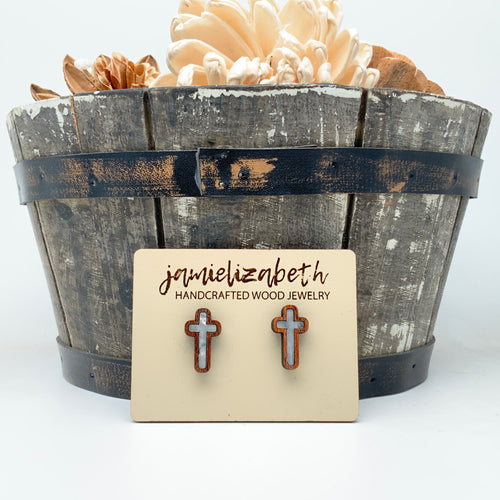 Pearl White - Tall Cross Earrings (Vault)