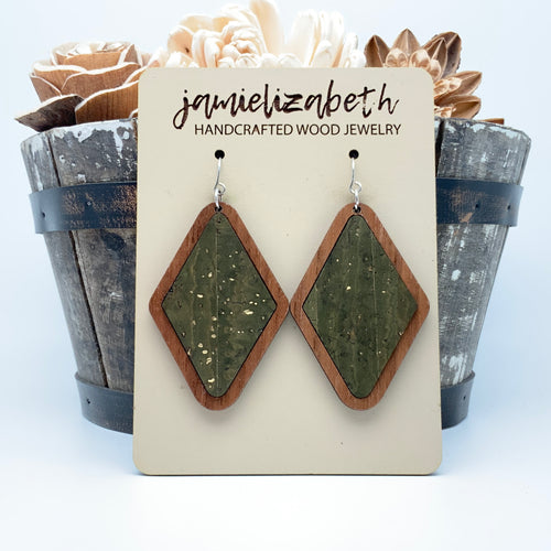 Olive Green Cork Earrings