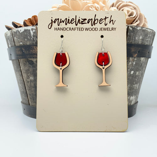 Red Fine Wine Glasses - Earrings (Vault)